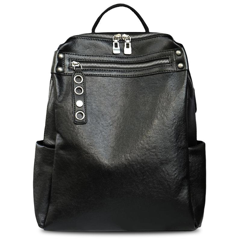 Dámská taška z pravé kůže Školní batoh Cestovní Lehký Hovězí useň činěná rostlinným způsobem Módní kabelka