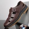 Men's Leather Sandals Breathable Summer Casual Shoes Soft Bottom Anti-Slip Hollow Out Dad Shoes