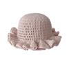 New Colorful Crochet Ruffle Brim Knit Bucket Hats Winter Woman Handmade Stretch Fisherman Cap Outdoor Warm Windproof Beanie Hat