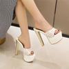 Sexy Pantofle Dámské Letní Boty Venkovní Vysoké Podpatky Platforma Nazouváky Dámské Luxusní Designérské Černé Bílé Sandály Žena Velká Velikost