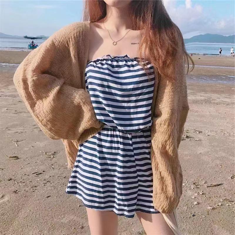 

Женский кардиган с длинным рукавом, свободного кроя, из легкой вязки - Короткая, легкая, солнцезащитная верхняя одежда для весны и осени 2024 One Size хаки