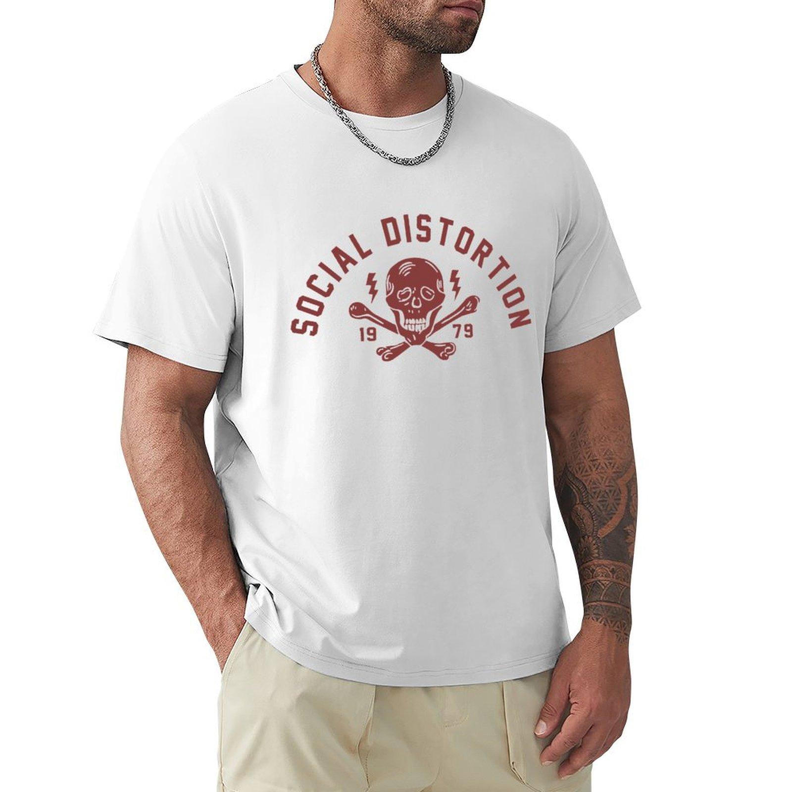 Vintage 90s Social Distortion Band Music Skull Design Tshirt Functional Casual Short Sleeve Tee S