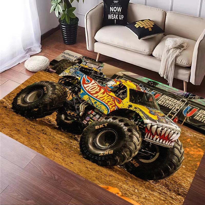 H-Hot Wheels-Themed Large Carpet Mat for Bedroom and Living Room Decor Stylish Area Rug Long Hallway Entryway Doormat Durable