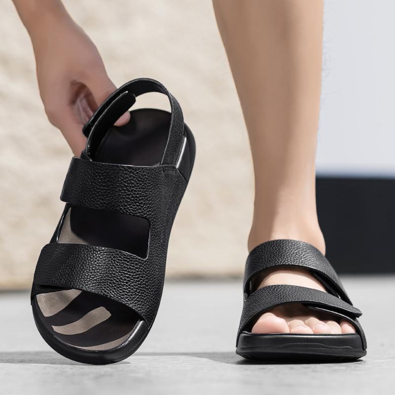 Fashion Fashion Brand Summer Men's Comfortable Cowhide Lightweight Latex Mat Sandals Outdoor New Men's Anti Slip Breathable Beach Shoes