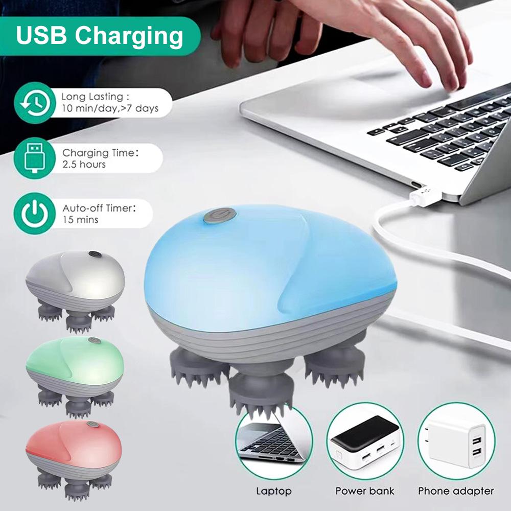 Electric Scalp Head Massager Kneading Vibrating Device Health Care Shoulder Neck Leg Arm Deep Tissue Massage Cat Pet Massager
