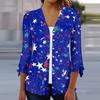 Women's Shirt Blouse Outerwear Print 3/4 Length Sleeve Casual Holiday Basic Button Tops