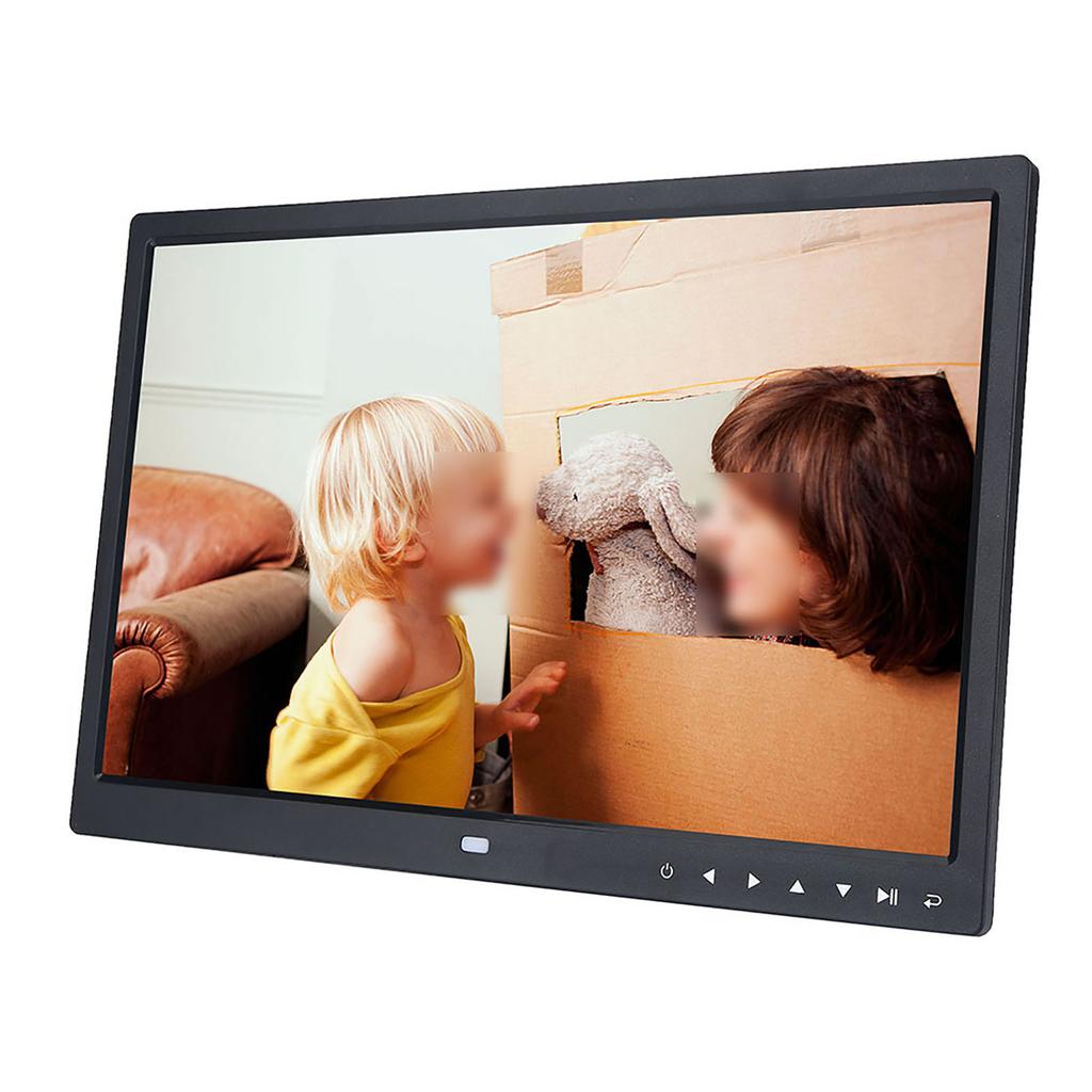 15  HD Screen Touch Button Digital Photo Frame Alarm Clock MP3Celsius4 Movie Player   Black