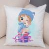 Cute Cartoon Girl and Cat Cushion Cover for Children Room Sofa Home Car Decor Lovely Child Pillow Case Plush Pillowcase 45x45cm