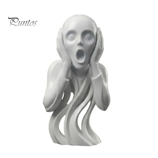 Stain-resistant Sculpture 3D Printed The Scream Statue, Abstract Expressionist Art Figurine with Hollow Smooth Curved Surface Decor Flowing
