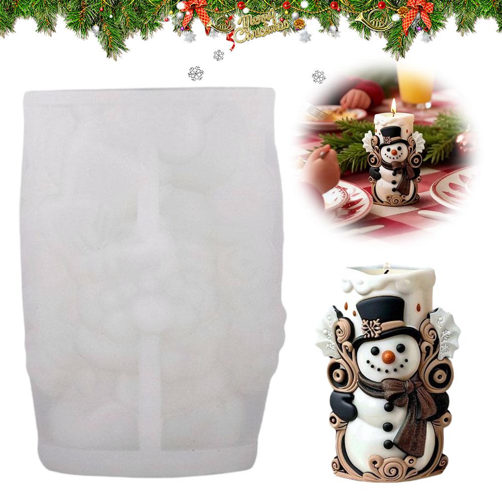 Snowman Candle Mold Aromatherapy Winter Candle Mold Silicone Mold White For Crafts Hobby Crafting Christmas Decorations