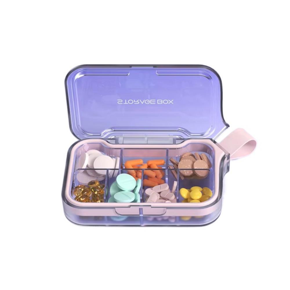 4/7 Grids Portable Pill Box Damp-Proof Food-Grade Sealed Pill Dispenser Large Capacity with Handle Travel Medicine Case
