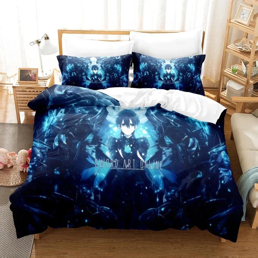 Japan Cartoon Bed Linen Anime Sword Art Online Bedding Sets Polyester 3D Gift for Kids Twin Single Queen King Size Duvet Covers