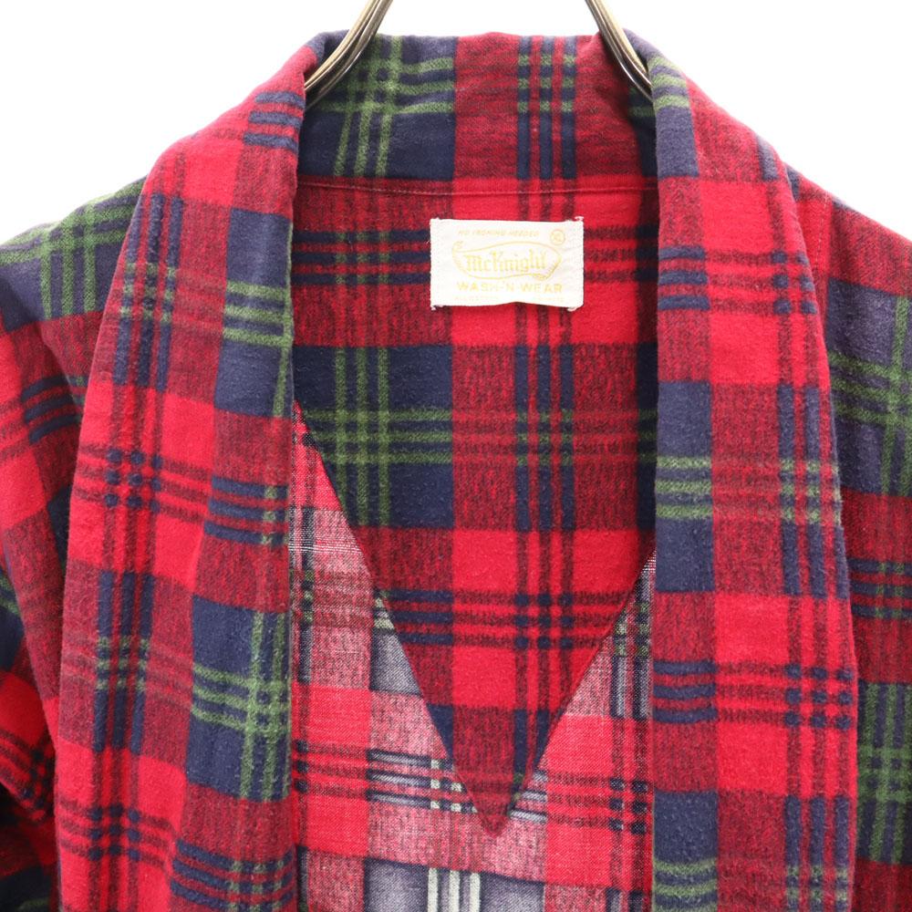 Mc Knight 60s 70s vintage Check Pattern flannel Gown coat XL Red Men's Used