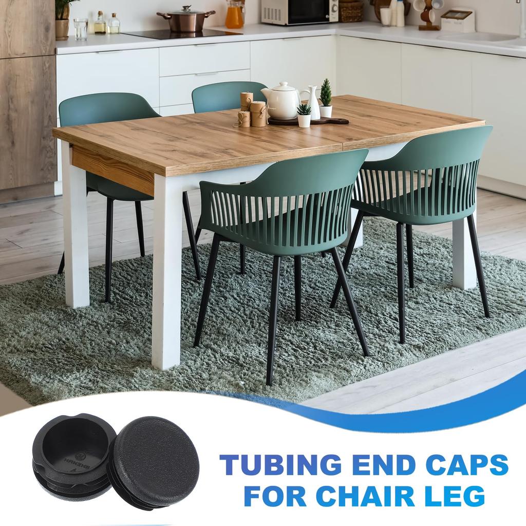 PATIKIL 1-1/2" Plastic Tube End Caps, 4 Pieces Round Hole Plug Inserts for Round Iron Pipe Chair Legs, Tables, Bookcases, and Patio Furniture, Black