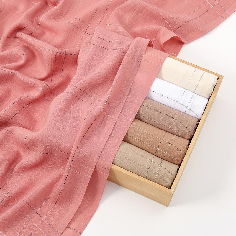 New Plaid Cotton Hijab For Women Solid Wrap And Shawls Musulman Headband Islamic Turban Headband Maxi Headscarf Foulard 180*65cm