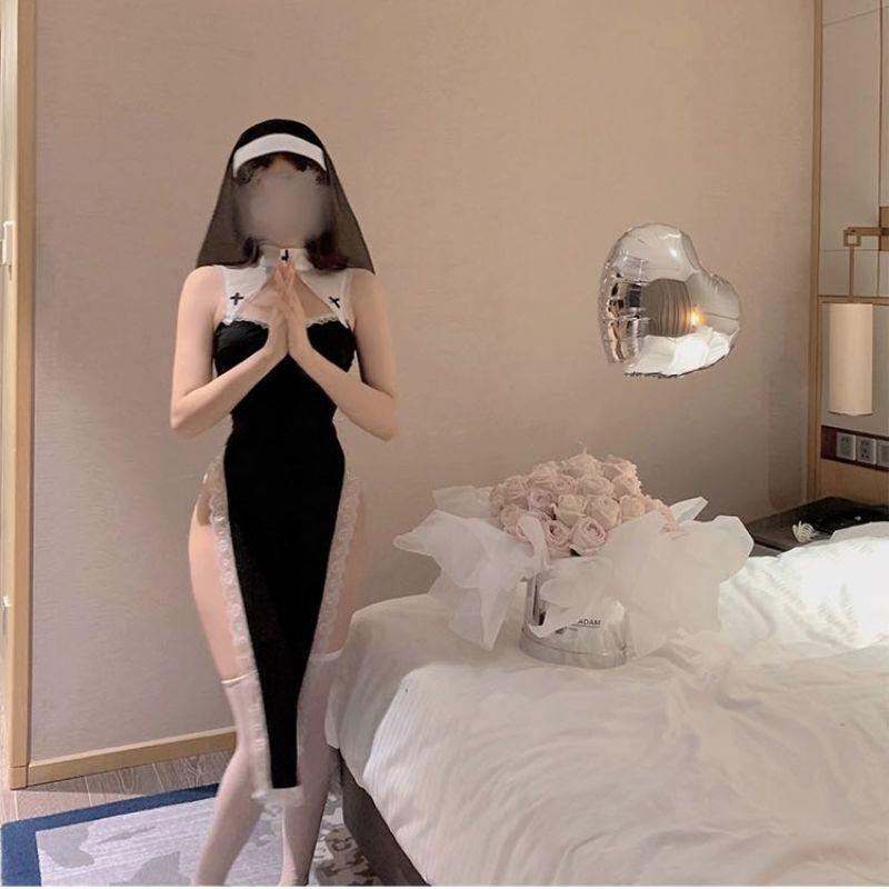 Sexy Sexy Nun Uniform Hollow Uniform Seduction Cosplay Hot Free Small Breasts Show Big