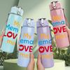 1PC My Memaw Loves Me Letter Art 750ml Color Plastic Sports Water Bottle Leakproof Flip Straw Lid Suitable for Sports Office Home Use