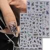 1PCS Black White Butterfly Laser Nail Stickers Nail Art Decoration Abstract Lines Bronzing Flowers Stickers For Nails