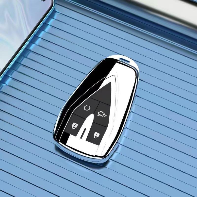 Premium Protective Key Case for Changan Oshan Z6 (2024-2025) - Full Cover, Unisex, Blue Whale Design Noble Silver