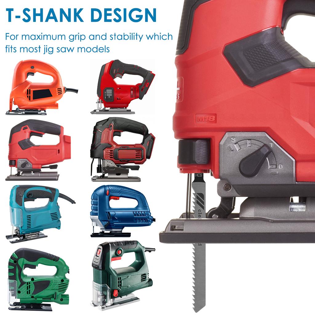 10/50pcs Jig Saw Blades T-Shaft HCS Assorted Saw Blades Sharp Fast Cut Jigsaw Blades for Wood Plastic Metal Cutting Hand Tools