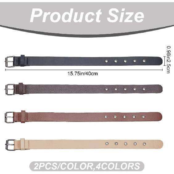 WEBEEDY 8 PCS Traditional Kilt Extender Straps 4 Colours Leather Cuff Belt Buckles PU Leather Adjustment Strap with Metal Square Buckle for Shirt