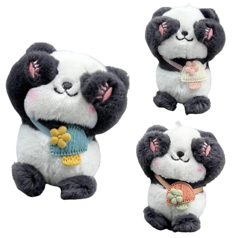 Plush Panda Backpack Keychain Pendant Toy Stuffed Doll Bag Decoration Kids Gift