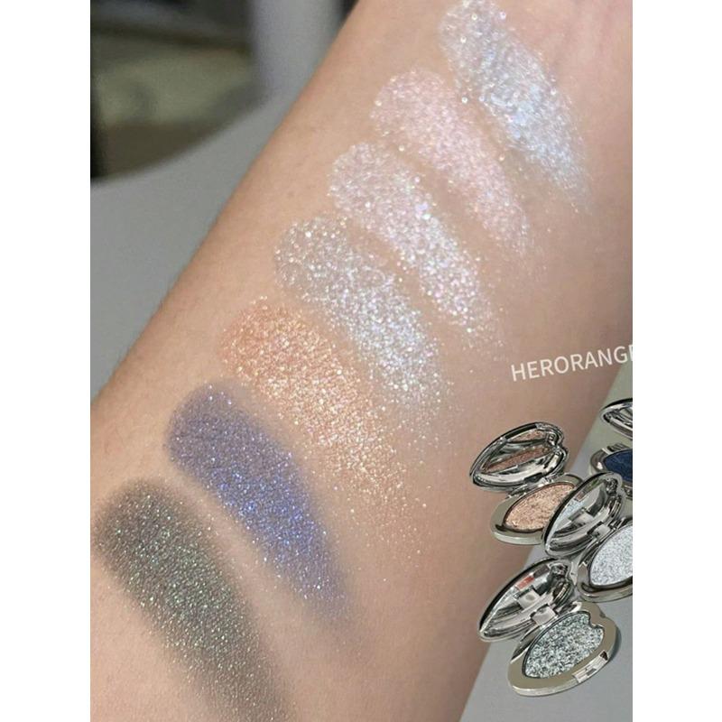 Metallic Glitter Heart Single-Color Eyeshadow Palette, Waterproof Sweat-Proof For Music Stage Performances, Halloween Parties Eye Shadow Palette