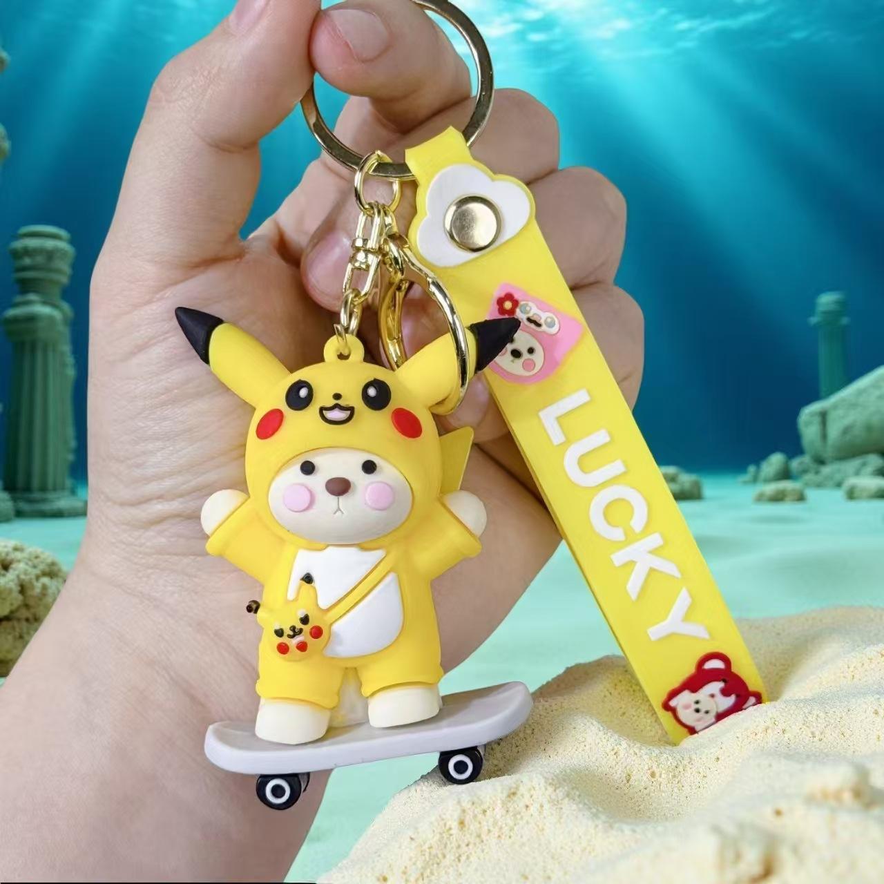 Cross-Dressing Skateboard Bear Doll Pendant Cartoon Keychain Cute Doll Creative Keychain Accessories Pendant