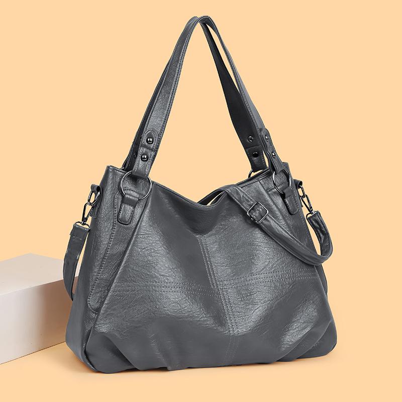 Middelaldrende tøyveske for kvinner Skulder Crossbody-veske Håndveske med stor kapasitet Mykt skinn morveske