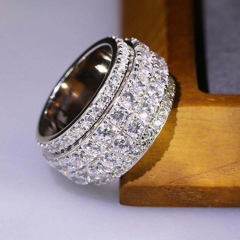 Cao Shi Trendy Hip-Hop Half-Circle Diamond Ring for Men & Women - Shiny Street Style Index Finger Accessory