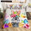 Kids Cartoon Rabbit Carrot King Queen Duvet Cover Boys Girls Cute Bunny Bedding Set Animal Quilt Cover Polyester Comforter Cover