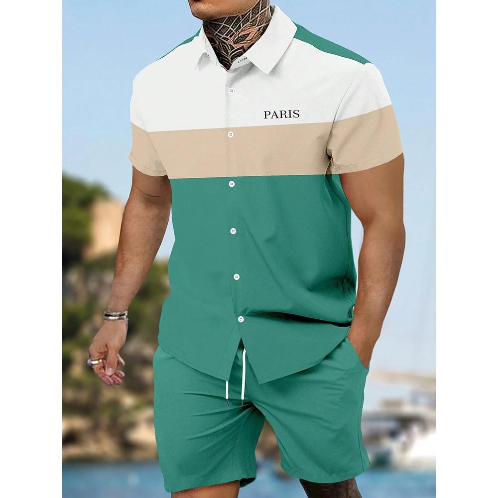 2026 Summer New Men's Short-sleeved Shirt And Beach Shorts Set Running Men's Shorts Everyday Urban Fashion Men's Casual Shirt