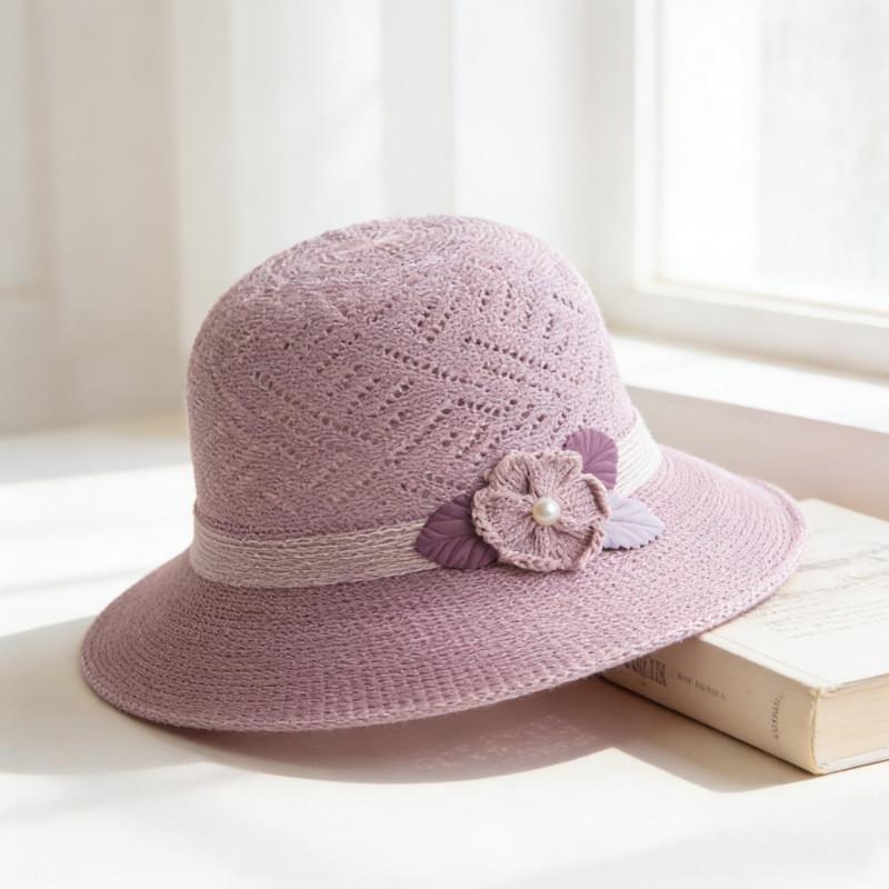 Flower Pattern Ladies Foldable Sun Hat With Wide Brim For Summer Sun Protection