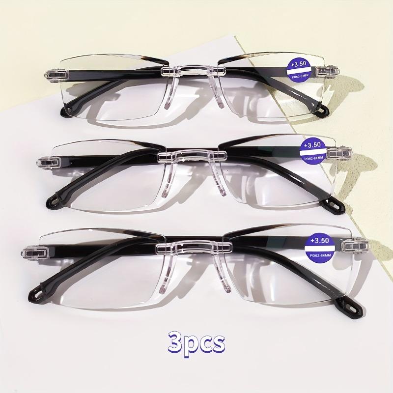3pcs Stylish Rimless Reading Glasses Frameless Fashionable Presbyopic Readers for Men Women