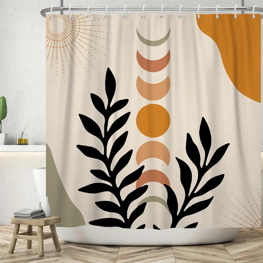 Vibrant Sunburst Print Water-resistant Shower Curtain with Bold Colors and Dynamic Design for Energetic Bathroom Decor