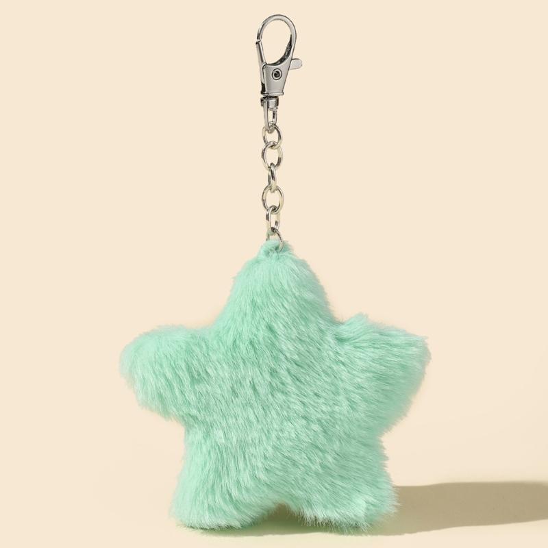 Cute Plush Five-pointed Star Charm Keychain Soft Stuffed Ornament Keyring Lovely Pendants for Purse Bag Backpack Handbag