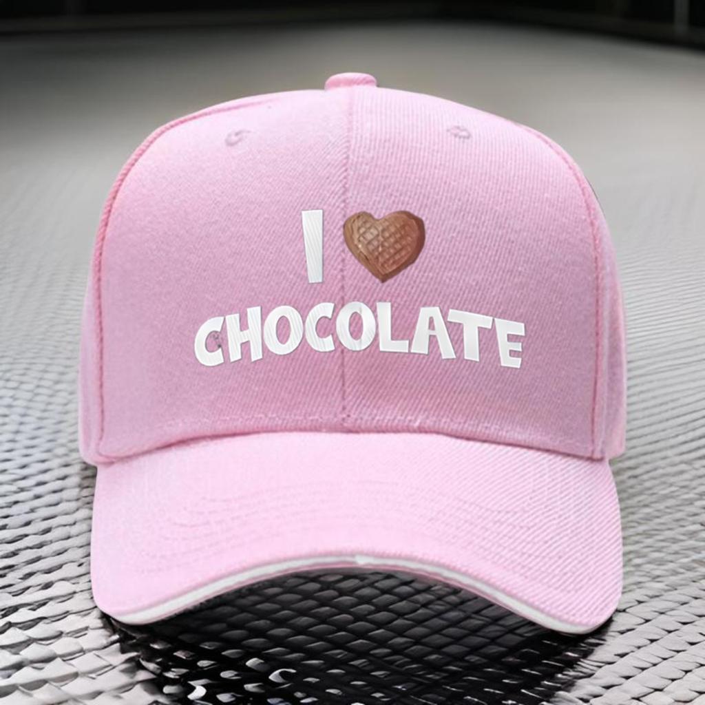 I Love Chocolate Graphic Print Baseball Cap Adjustable Polyester Casual Sports Hat for Adult Unisex