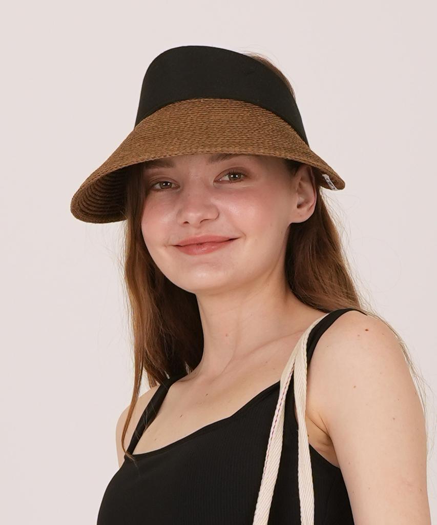 THE-ABON Beach Rattan Sun Cap Brown