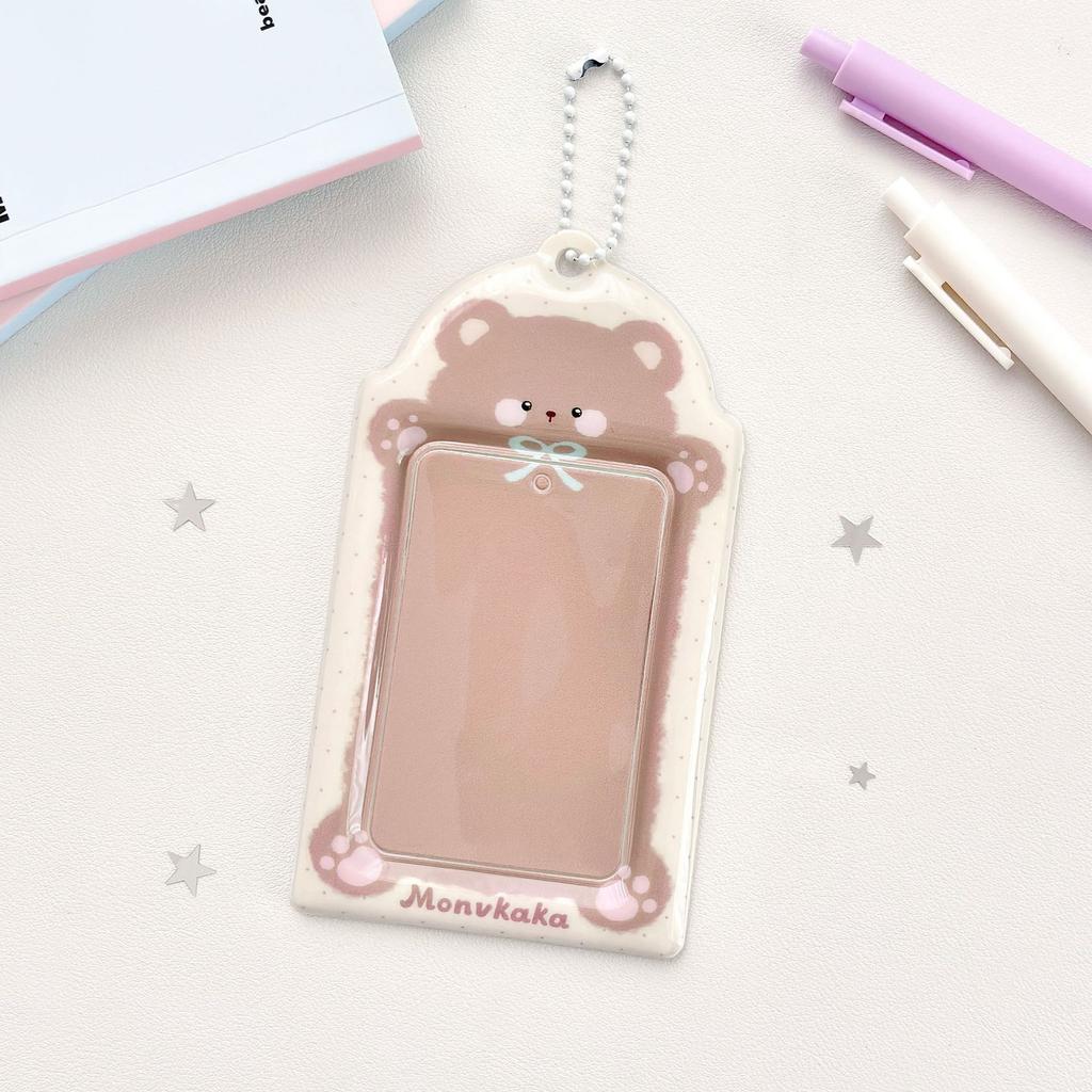 MINKYS Cute Animal 3 inch Kpop Photocard Holder Photo Card Bus Card Holder Bag Pendant Back To School Stationery