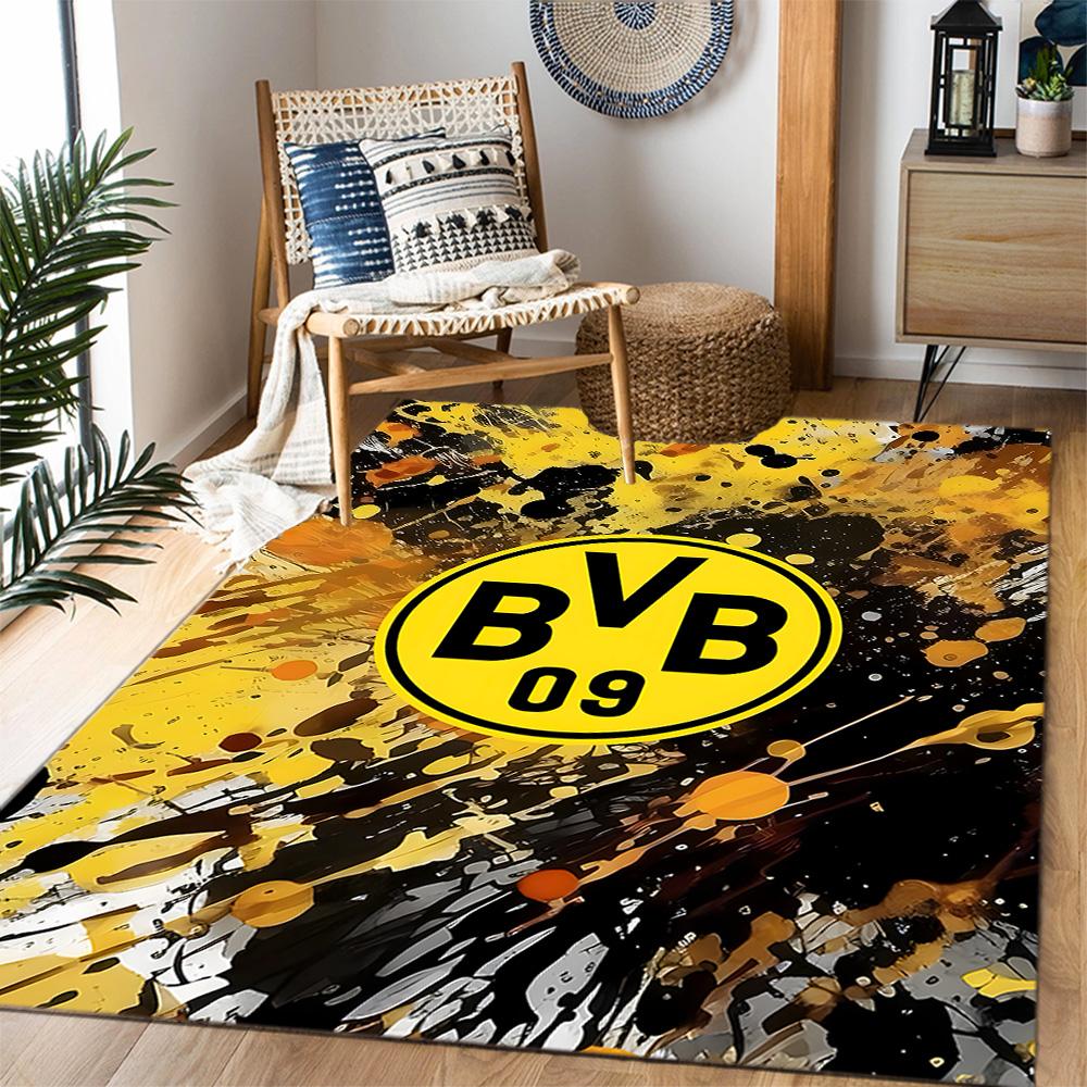 Χαλάκια Αντιολισθητικά με Θέμα Splatter Art - Λογότυπο Bvb 09 - Διακόσμηση Σπιτιού από Πολυεστέρα, Κατάλληλα για Υπνοδωμάτια, Σαλόνια, Εισόδους, Στούντιο και Διακοσμήσεις
