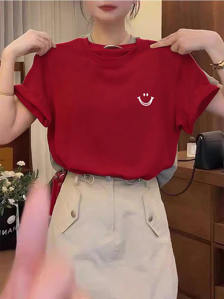 Summer 2026 Women's Korean Style Yellow Cotton Short-Sleeve T-Shirt - Fashionable, Versatile, Age-Reducing Base Layer
