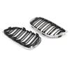 AUTO Dual Slat Grille For BMW 3 Series E92 E93 Coupe 2006-2010 Front Kidney Grill Racing Style Gloss Black+ Chrome 51137157277