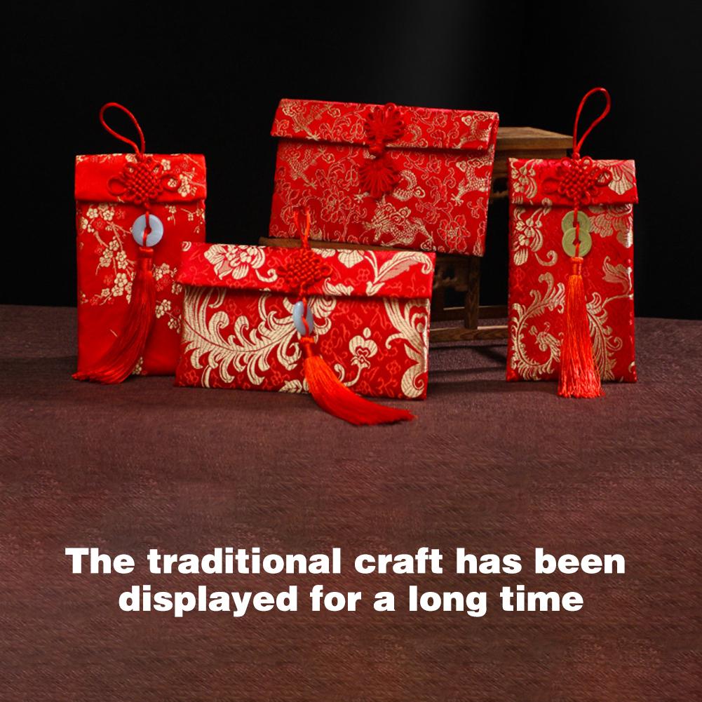 Chinese Brocade Red Envelope Bag Spring Festival Luck Red Packets Bag 2026 New Year Decoration For Chinese Wedding Birthday