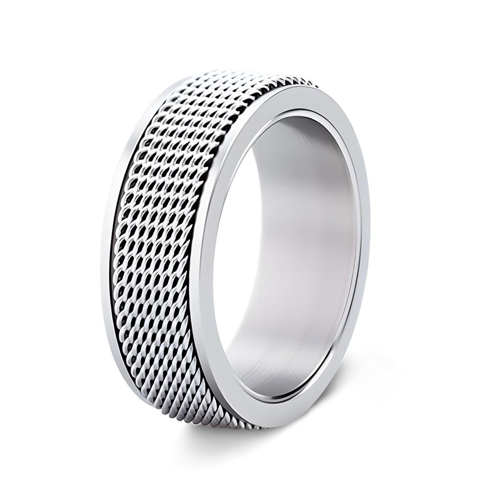 European Trend 18K Gold-Plated Stainless Steel Rotatable Grid Design Decompression Ring