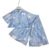 Chinese-Inspired Summer Set: Girls' Traditional Top & Pants Two-Piece