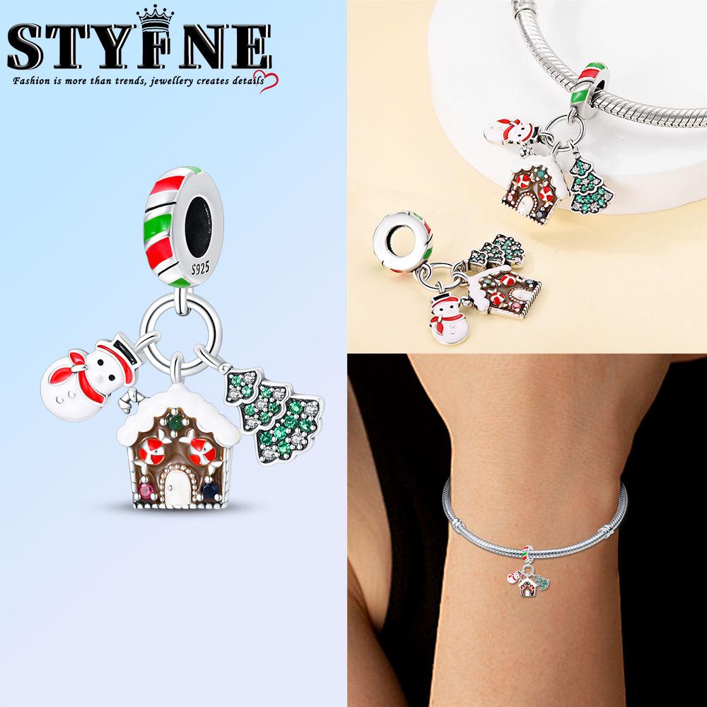 Copper Snowflake Christmas Tree Sweet Home Charms Beads Brand Bracelet Exquisite Diy Jewelry Making Women'S Gift