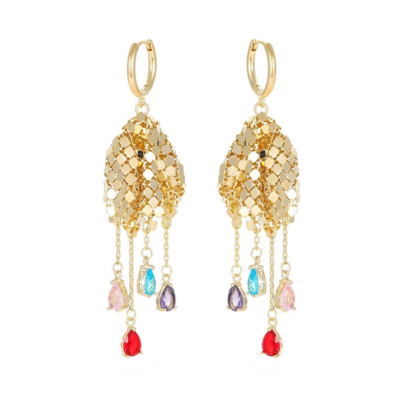 

Модные роскошные серьги для женщин, с уникальными разноцветными цирконами, креативным дизайном кисточек и дисти