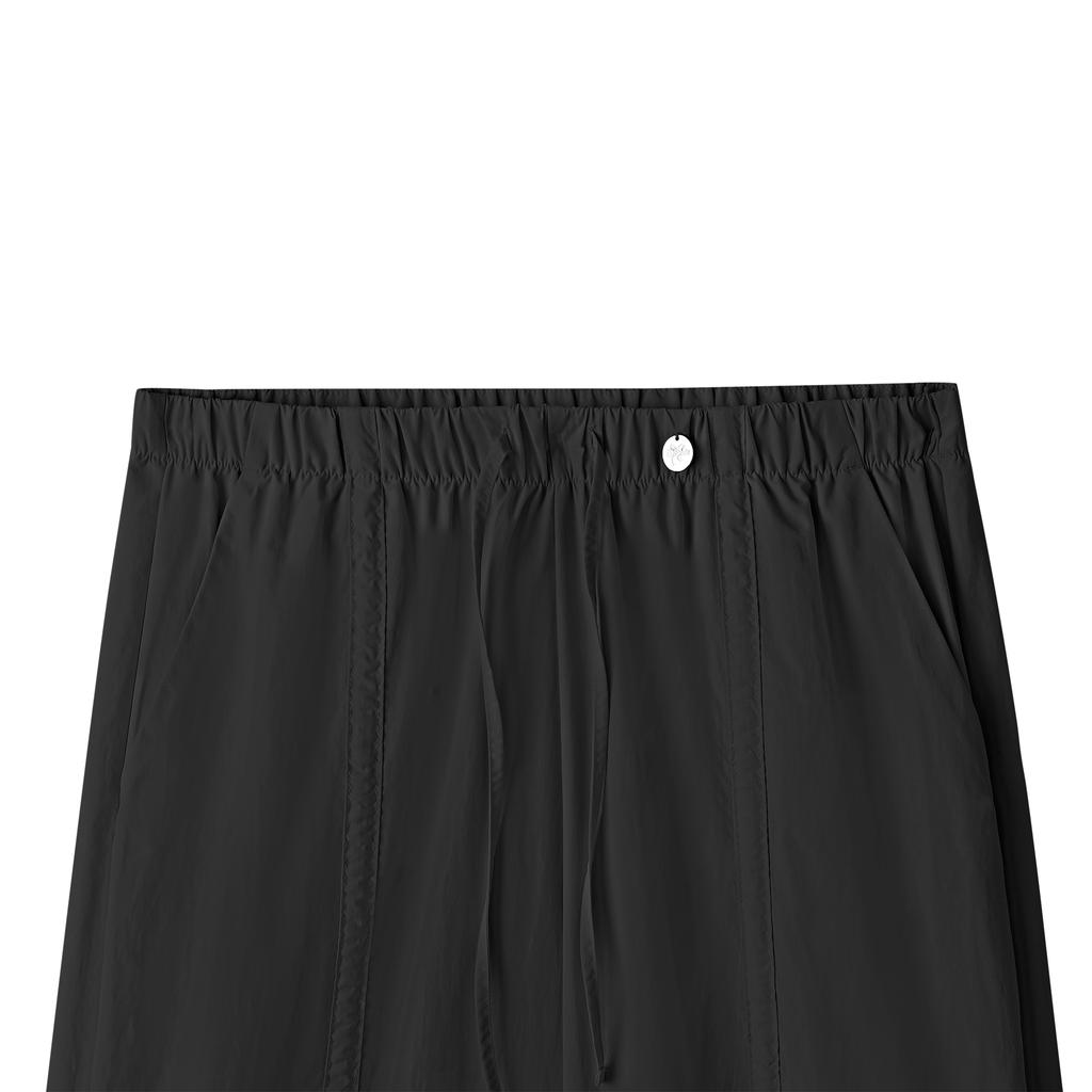 Skechers Sport Life SS25 Fashion Comfortable Loose Mid Waist Wide Leg Quick Dry Casual Pants Women Bottoms Carbon-Black L225W096-0018