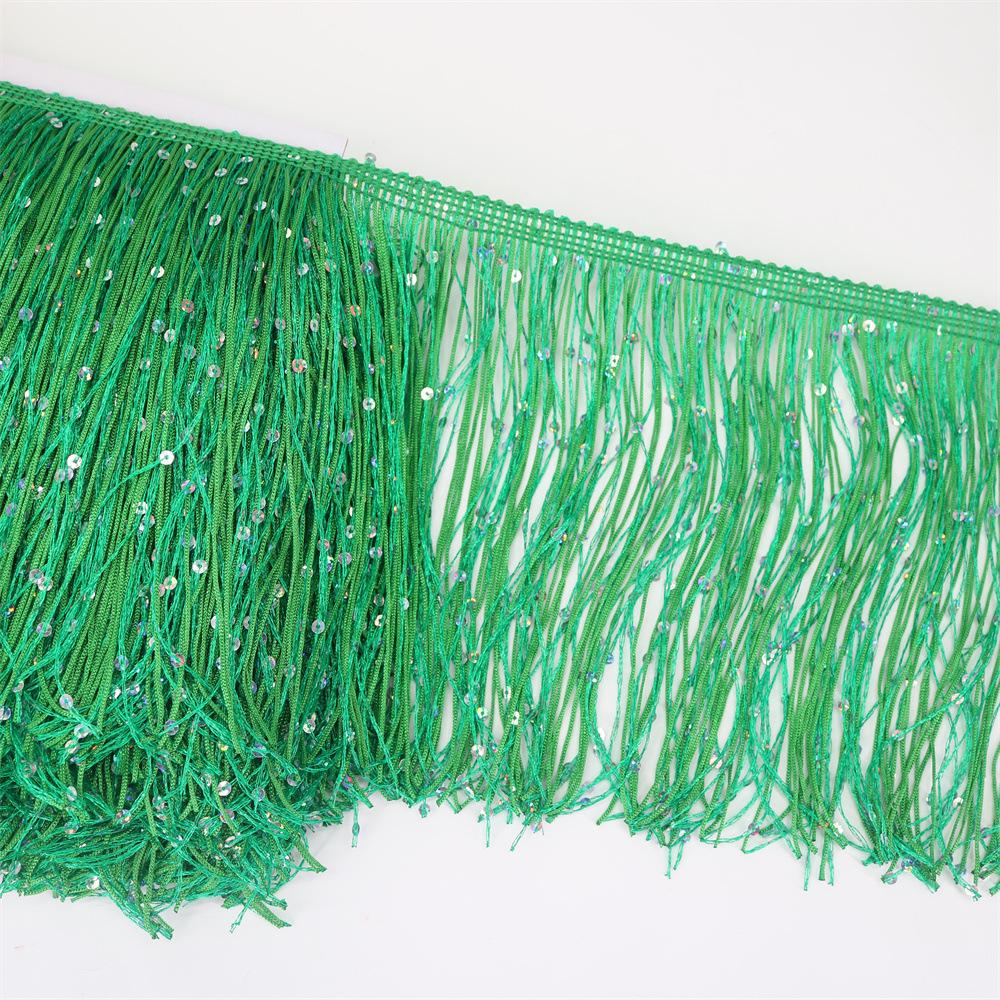 20Cm Wide Sequin Double-Wire Encrypted Nylon Row Beard Fringed Lace Latin Dance Clothing Accessories
