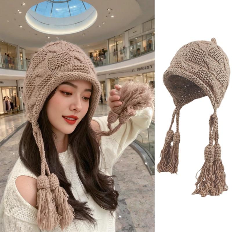 Winter New Hat Women's Handmade Fringed Knitted Hat Trendy Wool Hat Fashionable Versatile Headhat